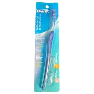 Oral B Interdental Starter Kit Toothbrush Blue Ergonomic Handle New 2007